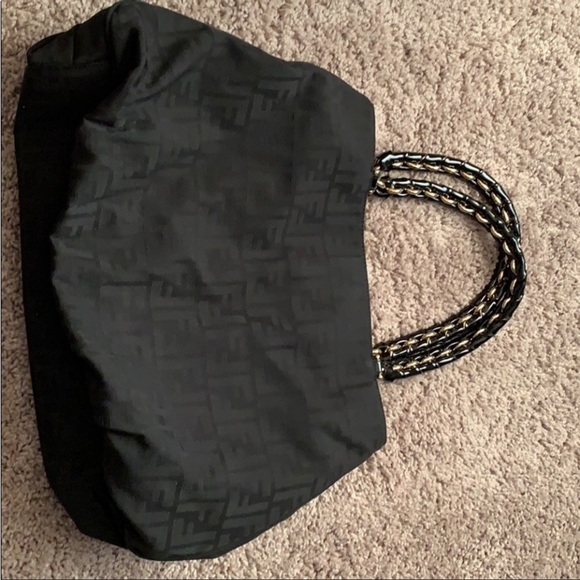 Fendi Zucca Black Canvas Monogram Mia Large Shoulder Bag - Picture 3 of 5